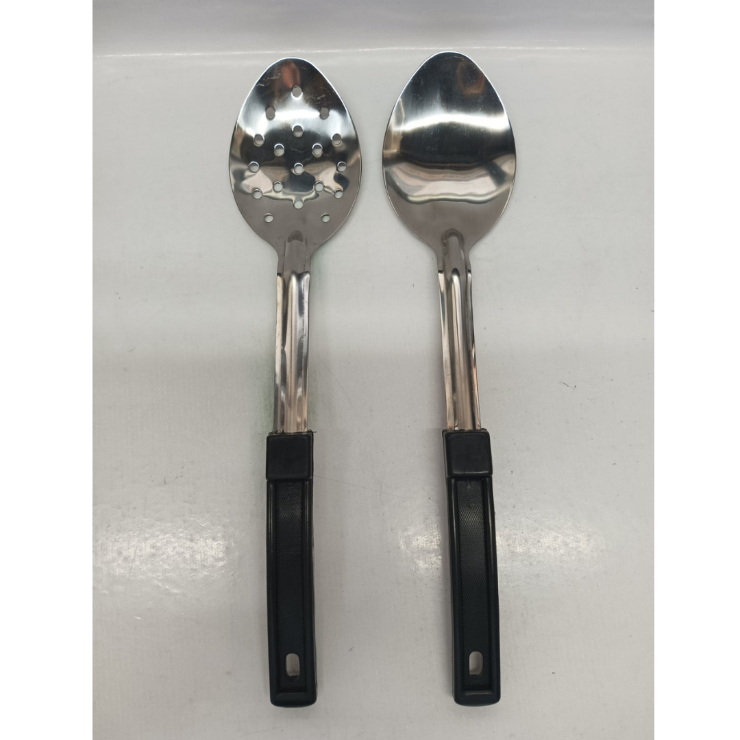 Basting Spoons 13 Inches Stainless Steel Black Handle 2pcs
