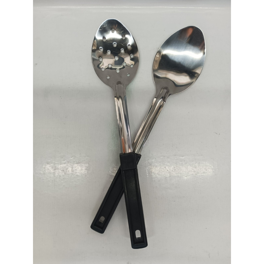 Basting Spoons 13 Inches Stainless Steel Black Handle 2pcs