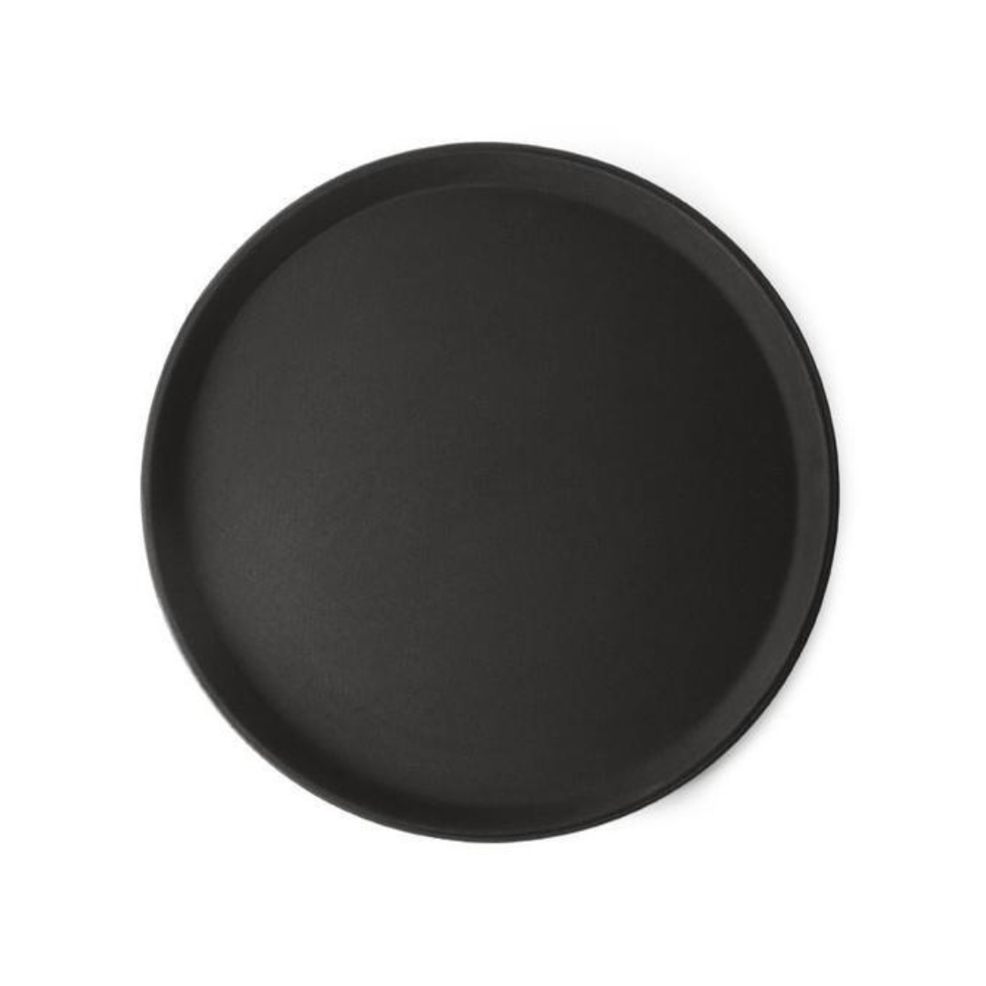 Round Tray Black 16 inches Fiber Glass, 5pcs