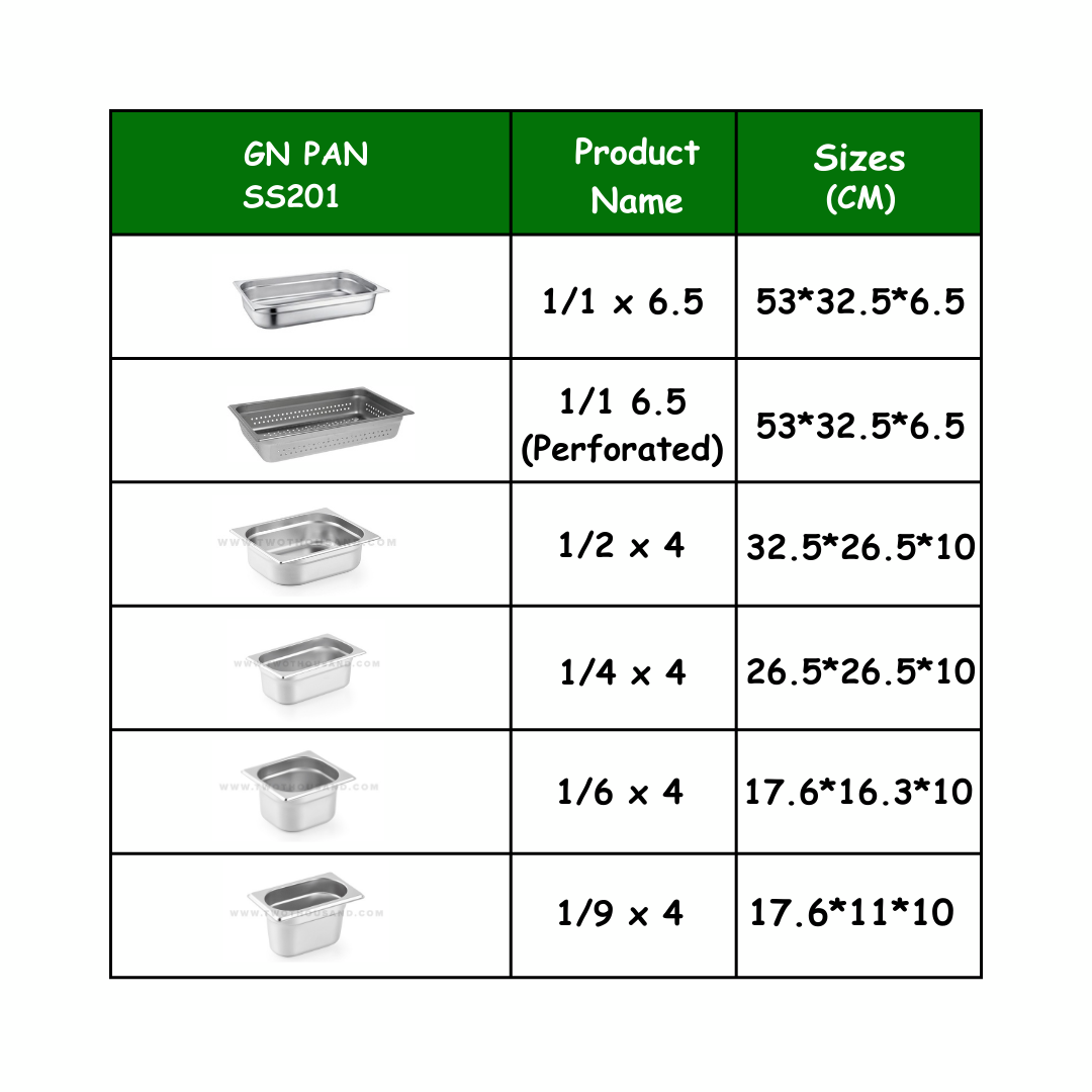 GN Food Pan 1/3 x 1mm Thick High Grade Stainless Steel