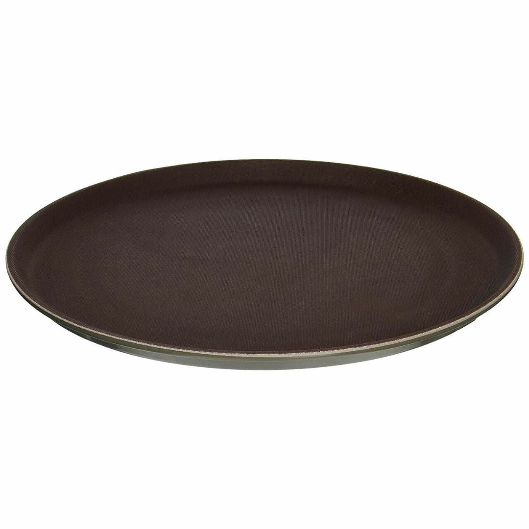 Round Tray Fiber Glass Non-Slip 16inch BROWN 5pcs