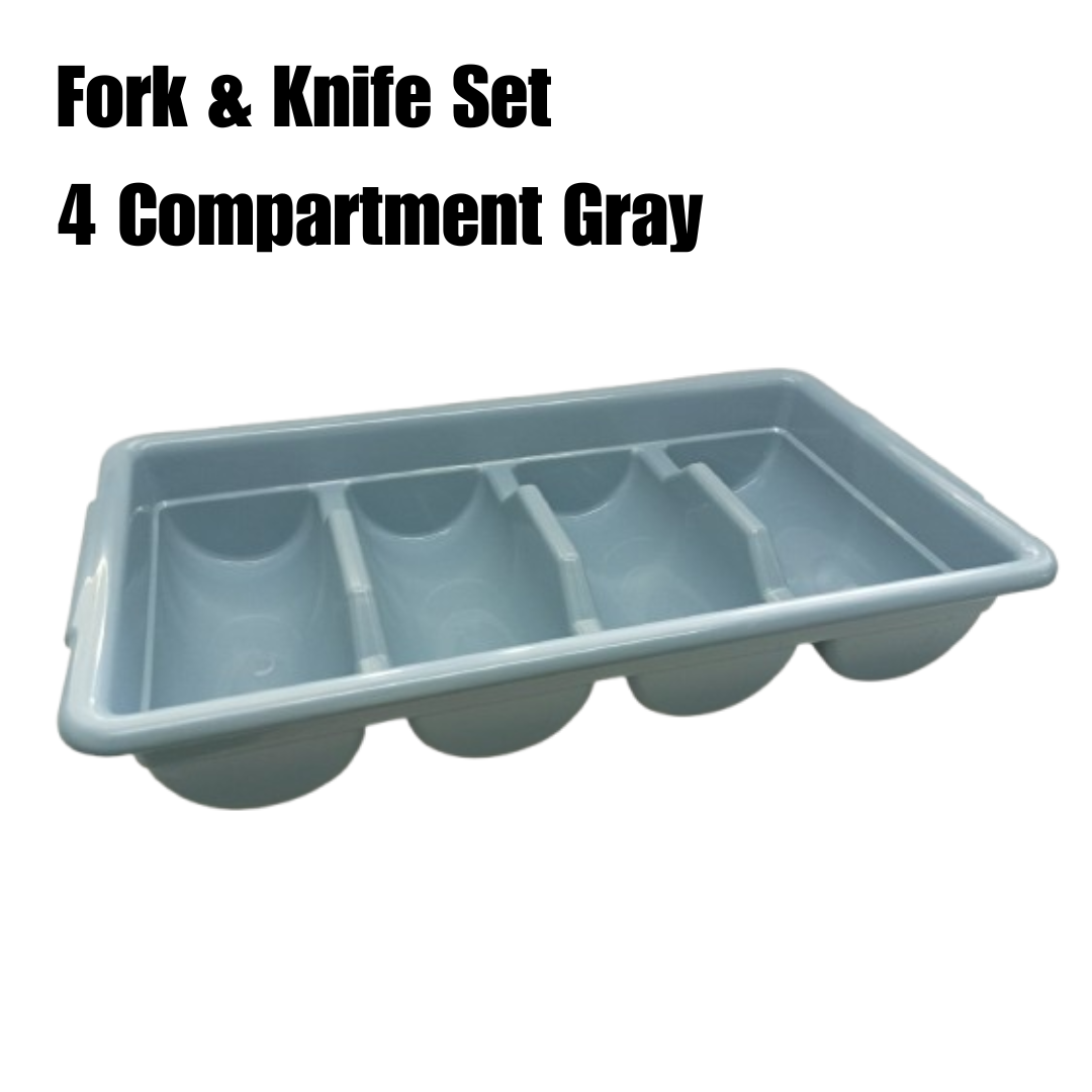 Fork & Knife Set 4 Compartment Gray