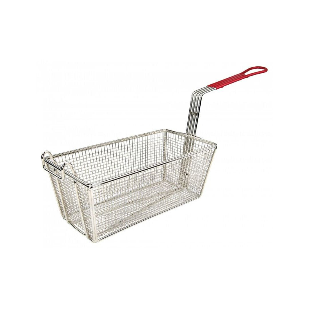 Fry Basket Split-Vat Red Handle Segmented Restaurant-Grade