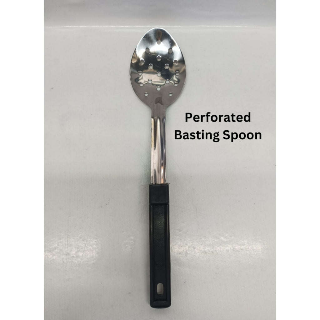 Basting Spoon Perforated 13 Inches Stainless Steel Black Handle