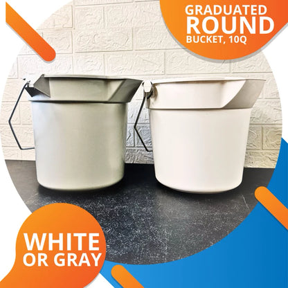 Bucket White 10qt Round with Spout and Handle